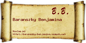 Baranszky Benjamina névjegykártya